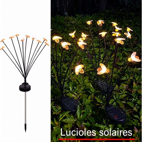 Lampe solaire LED lucioles abeilles 10 têtes lumière blanc chaud 2 modes extérieur IP65 10 réf 0332 300 g – Livraison gratuite