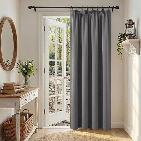 1 Rideau Occultant, Galon Fronceur, Isolation Thermique, Polyester, Fenêtre Salon Chambre, Gris, 140x240cm (1/5)