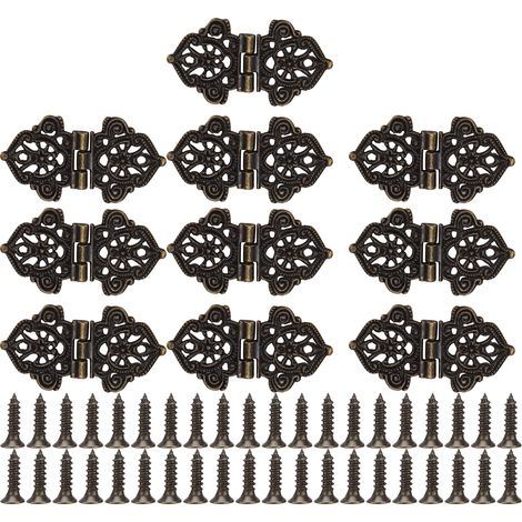 Charnières décoratives antiques en alliage de zinc, impression bronze vert, pour meubles, boîtes en bois, coffrets cadeaux, charnières à monter soi-même (1/5)