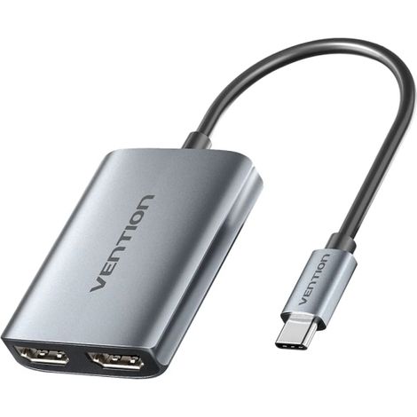 Cable Conversor Vention ACZHB/ USB Tipo-C Macho - 2x HDMI Macho/ Gris