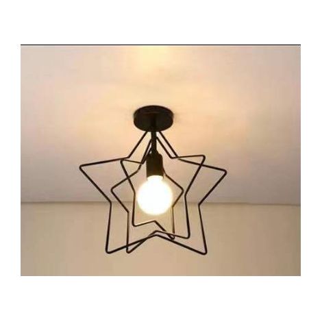 Applique geometrica in ferro battuto per soggiorno, cucina, loft, sala da pranzo, caffè (lampadina non inclusa) luce bianca stellata nera E27 (1/3)