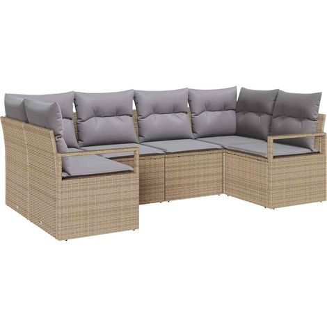 Maison Exclusive - Sofa Set mit Kissen 6 pcs Beige Poly Rattan