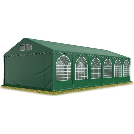 Festzelt 6x12 m - schwerentflammbar Partyzelt Eventzelt XXL 2,6m hoch dunkelgrün Pavillon PVC 1400 N 100% wasserdicht