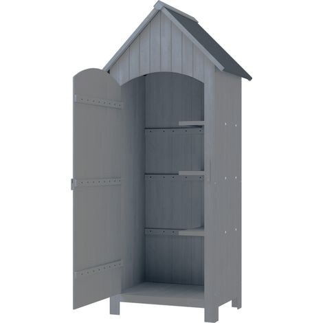 Outsunny Casetta Attrezzi in Legno di Abete con 3 Mensole Grigio