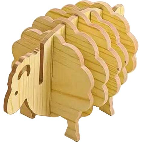 Wooden Coaster, Creative Sheep Coaster, Wooden Assembly Coasters, Animal Insulated Mat, Hot Dish Coaster, Household Wooden Coaster, Animal Insulated Wooden Coaster for Hot Dishes and Table Protection (1/5)