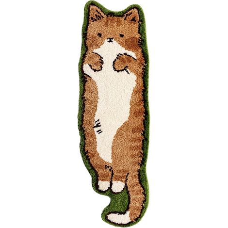 Tapis Lavable pour Chambre à Coucher 40 x 120 cm, paillasson en Forme de Chat Tapis pour, de lit Chambre à Coucher antidérapant, Tapis de Sol Forme irrégulière pour Salon (1/5)