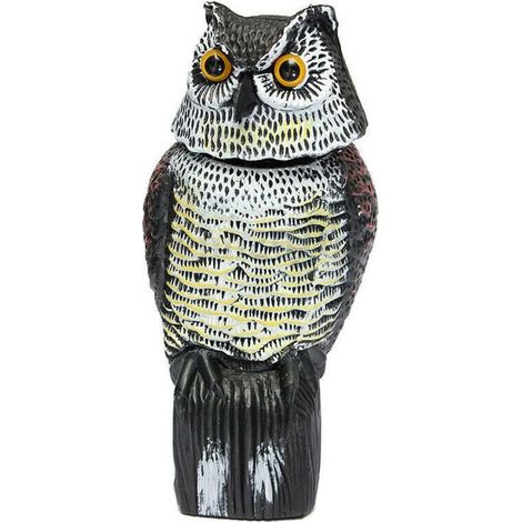 Leurre de hibou réaliste avec tête rotative – Répulsif pour oiseaux et rongeurs – Imperméable – Poids 485 g – Protection jardin (1/5)