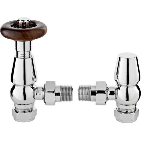 Hudson Reed Camden Angled Thermostatic Radiator Valves Pair - Chrome (1/2)