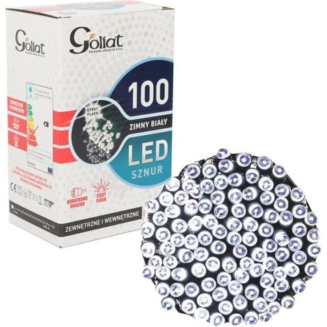 Set mit 100 LED-Weihnachtslichtern, Kaltweiß, mit Blinkeffekt und zusätzlicher Fassung, wasserbeständig (IP44) (1/5)