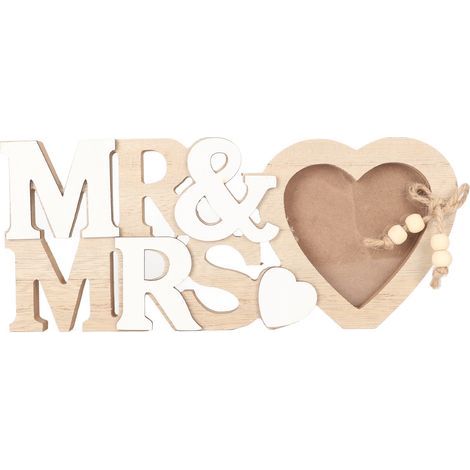 Cadre Photo en Forme de Cœur Bois Imperméable Anti-usure pour Anniversaire Mariage Anniversaire MR MRS (1/5)