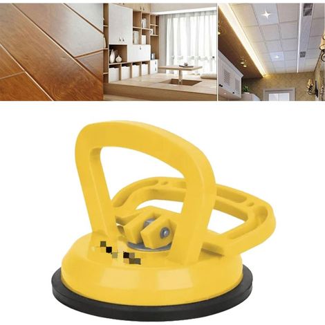 Ventouse à vide à poignée en alliage d'aluminium, ventouse puissante à une seule mâchoire pour carrelage en verre, capacité de 50 kg, jaune (1/5)
