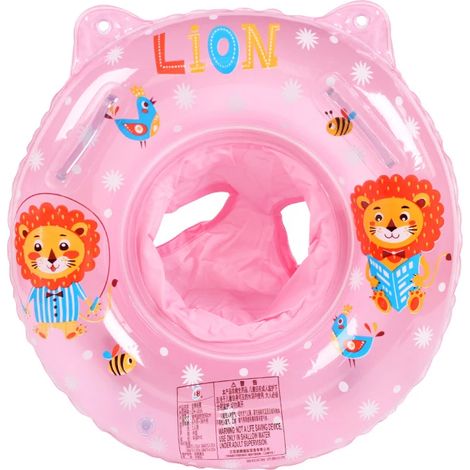 Bouée de cou rose à motif lion pour bébés et jeunes enfants de 3 à 36 mois, avec siège flottant, accessoires de piscine et de bain (1/5)