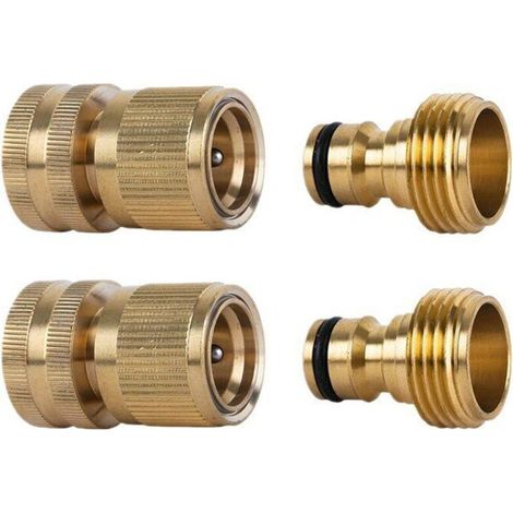 2 juegos de conectores de latón de 12 mm para manguera de jardín, adaptador de grifo para jardín, cocina y uso exterior.