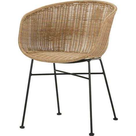 Chaise en rotin synthétique naturel noir 58 x 57 x 78 cm
