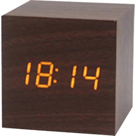 Réveil/horloge numérique en forme de cube en bois, activé par le son, objet décoratif idéal pour les fêtes et le Nouvel An. 13 (1/5)
