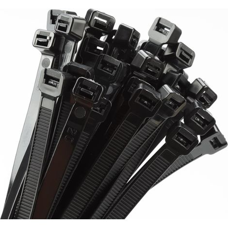 Paquete de 100 bridas autoblocantes para cables, negras, 45,7 cm, plástico resistente a los rayos UV, capacidad de carga de 90 kg, para uso interior/exterior. (1/5)