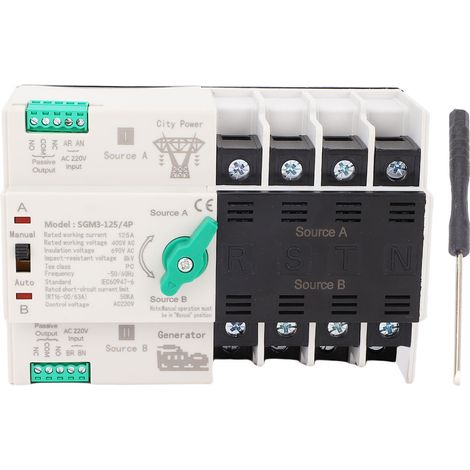 Interruttore automatico di trasferimento di potenza doppio, 4P, 400V, 125A, per generatore di corrente in centri commerciali. (1/5)