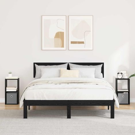 vidaXL  Bedside Table  with Drawer 2 pcs Black Oak 25.5 x 22 x 49.5 cm
