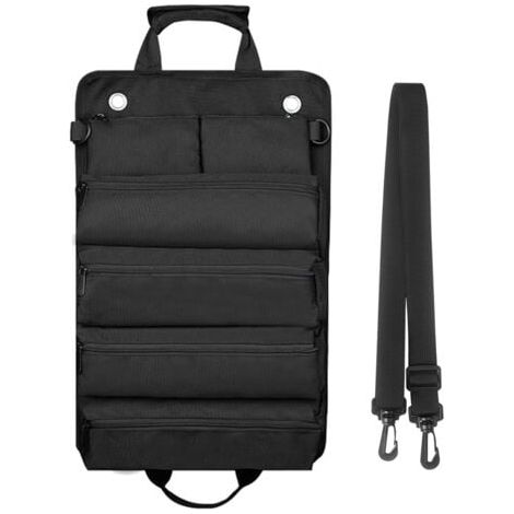 Sac à outils enroulable pour homme/femme, organiseur d'outils à roulettes durable et imperméable, bandoulière multifonctionnelle, sac à roulettes portable et robuste，noir (1/5)