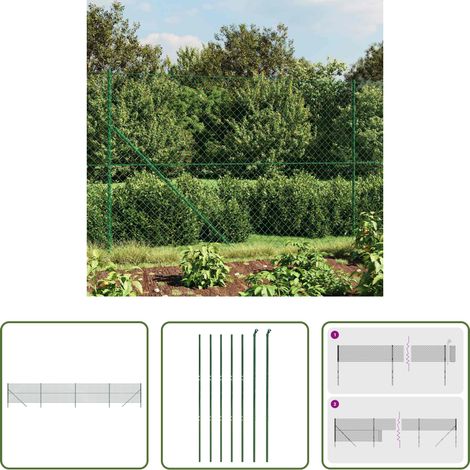 Zaunpfosten - Maschendrahtzaun Grün 1,6x10 m (1/5)