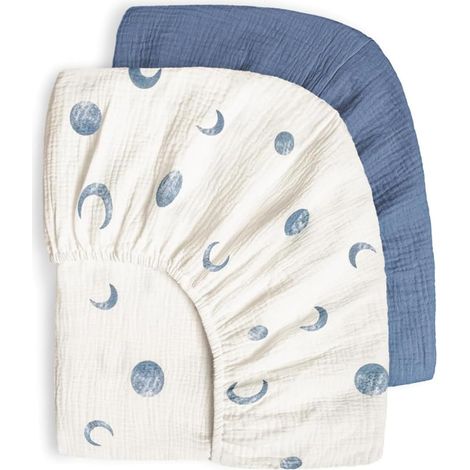 Housse de Matelas Bébé - Lot de 2 - Coton Mousseline - Double Élastique - Pour Berceau et Matelas Cododo - 80x40cm (1/5)