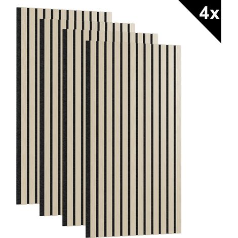 Froadp Panneaux muraux décoratifs acoustiques en MDF, chêne blanc, lot de 4, 1 200 x 600 x 20 mm, classe de réaction au feu : B1, classe environnementale : E1. (1/5)