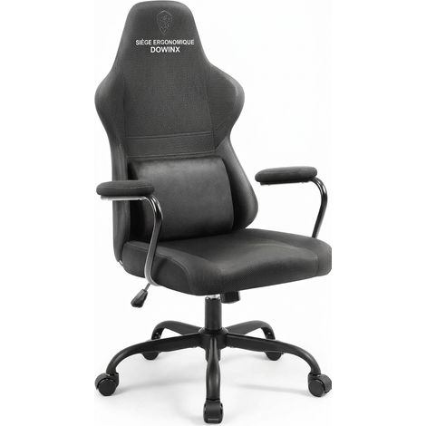 Kinderbürostuhl – Mit Armlehnen – Ergonomisches Design – Verstellbarer Gaming-Stuhl – Leise Rollen – Schwarz