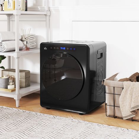 Sèche linge à évacuation. sèche-linge électrique 1000 W 3 Kg. 6 modes de séchage. minuterie. acier inoxydable. noir