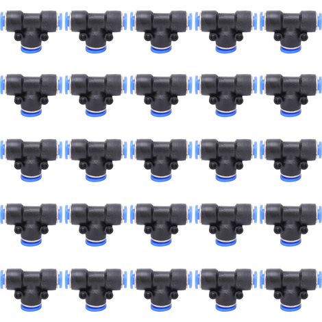 50 Pièces Raccord Pneumatique 3 Voies Rapide pour Tuyau PU Air/Eau PEG6-8-6 (1/5)