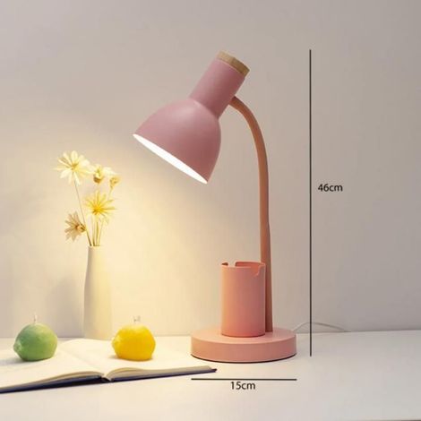 LAMPE A POSER-Lampe de bureau avec porte-stylo, art à la mode, lampe LED simple, protection des yeux, lecture,rose (1/3)