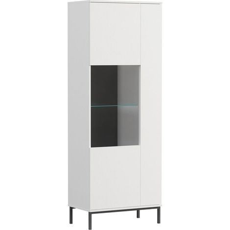 Étagère Lomsore 106, Blanc, Avec des portes, Fermé, Stratifié, Verre, Le nombre de portes: 2, Nombre de tiroirs: 0, 190x70x41cm