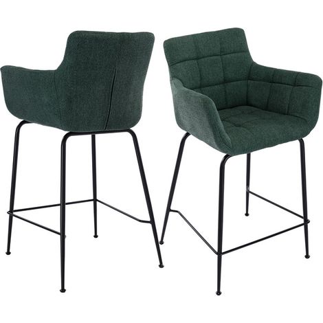 Wahson Sgabelli bar Set di 2, Cucina Sgabelli in Tessuto, Moderni Sedia da Bar con Schienale per Cucina Bancone, Verde