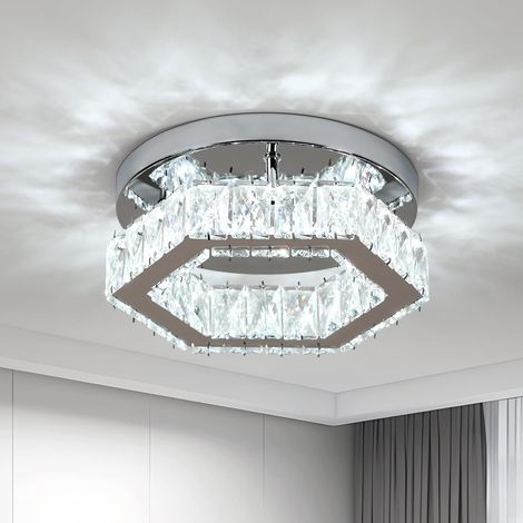 Plafonnier en Cristal Moderne E27 LED Plafonnier Dimmable 3000K/4500K/6500K Mini Lustre en Cristal pour Cuisine Salle à Manger Chambre Couloir Entrée (1/5)