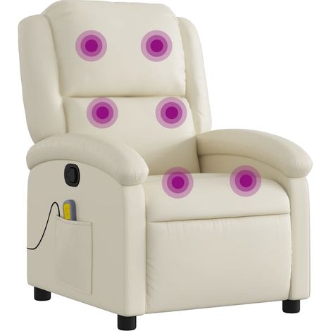 Maison Exclusive - Fauteuil de massage inclinable en similicuir crème (1/5)