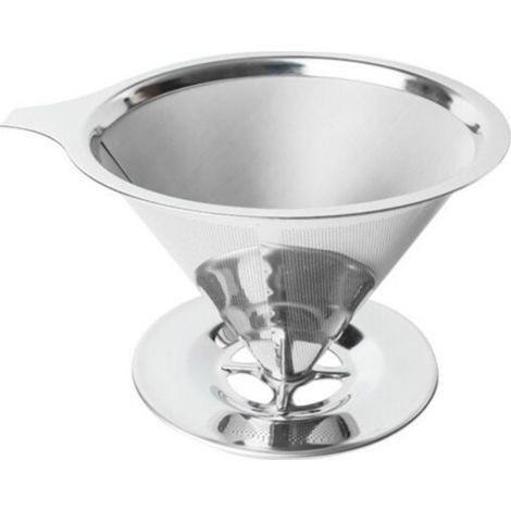 Filtro per caffè permanente (600 mesh), filtro per caffè riutilizzabile in acciaio inox, portatile, porta filtro per caffè senza carta a doppia rete, filtro antigoccia per 1-6 tazze, 14,3 cm (1/5)