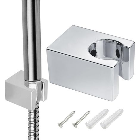 CSPARKV Soporte de montaje en pared para cabezal de ducha universal con tornillos Soporte para ducha Soportes para cabezal de ducha plateados, pequeños y fáciles de instalar (1/4)