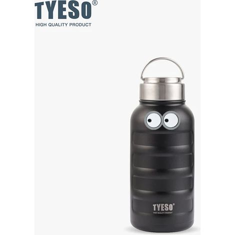 (Noir, 750 ml) Mug isotherme à double paroi en acier inoxydable, portable, avec un joli motif d'œil. (1/3)