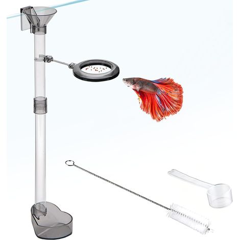 Anneaux d'alimentation, 21-27.5CM Réglable Distributeur Nourriture Poisson, Multifonctionnel Tube d'alimentation pour Aquarium, pour Guppy, Bettas, Poisson, Rouge, Tortue (1/5)
