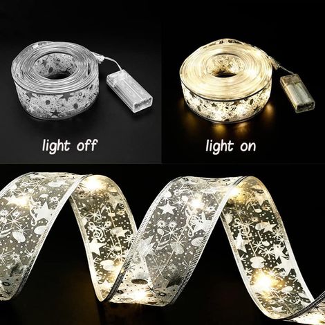 Guirlande Lumineuse Noël 4Mètres 40 LED avec Ruban et Nœuds en Fil de Cuivre pour Fête, Mariage, Arbre de Noël (1/5)