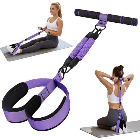 Appareil de musculation abdominale élastique avec pédales - Réglable de 13,6 à 27,2 kg - Violet (1/5)