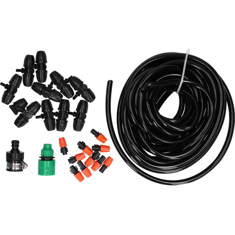 10 m Gartenschlauch mit 10 verstellbaren Sprühdüsen, Tropfbewässerungssystem für den Garten, Mikrozerstäuber, 8/11 mm Set, automatische Pflanzenbewässerung. (1/5)