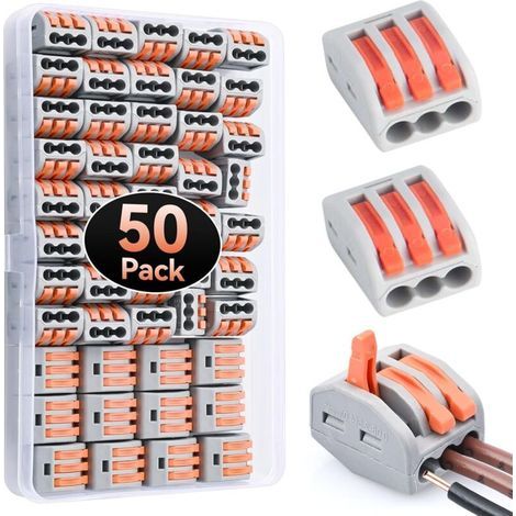 Connecteurs Electriques PCT-213 à 3 Voies, 4KV 32A, 50pcs pour Câbles Rigides/Souples 0.08-4mm², Réutilisables & Anti-Feu (1/5)