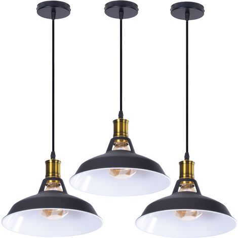 3X Lámpara De Techo De Metal Plafones Vintage (Negro, Ø27Cm) Lámparas De Colgar Retro Lámparas De Colgar Industrial Lámparas De Colgar Antigua (1/5)