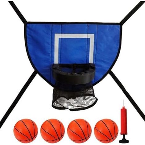 Mini-Trampolin-Basketballkorb-Zubehör, wasserdichtes Sportspielzeug, Spieltorhalterung, leichte Rückwand – 4 Bälle und 1 Pumpe (1/5)