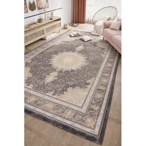 Tapis persan Atousa  - 150x100cm, Rectangular - 100% Acrylique - Tissé - Gris