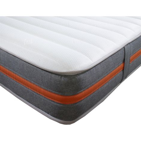 Starlight Beds Approx 7.5 Inch Deep Orange line Border Eco-Friendly Hybrid Memory Fiber with Bonnel Spring Mattress, 5ft9 by 2ft6 Shorty 75cm x 175cm