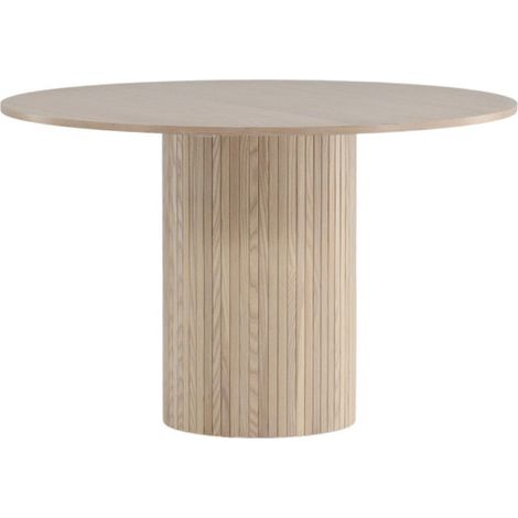 Paris Prix – Table à manger ronde 110cm – MDF et placage – Finition bois blanchi – Jusqu'à 4 couverts – Hauteur 75cm (1/5)