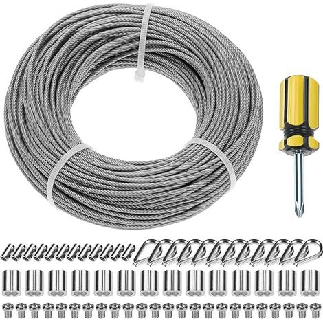 Stainless Steel Rope Hanging Kit with M2 Sleeves, M2 Crimp Fasteners, for Railing, Clothesline (1/5)