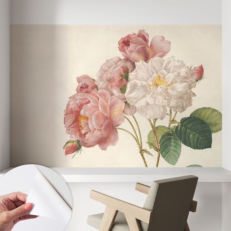 Papier peint adhésif décoratif pour chambre et salon Design moderne à poser facilement Roses romantiques 104x70 cm (1/5)
