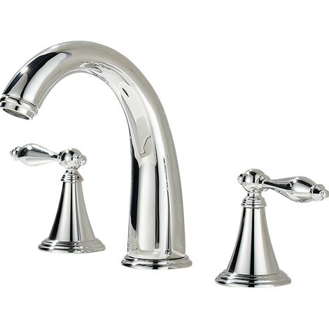 Robinet lavabo 3 trous en laiton, mitigeur à deux poignées séparées, robinetterie salle d'eau design européen, finition argent brossé, 1 pièce